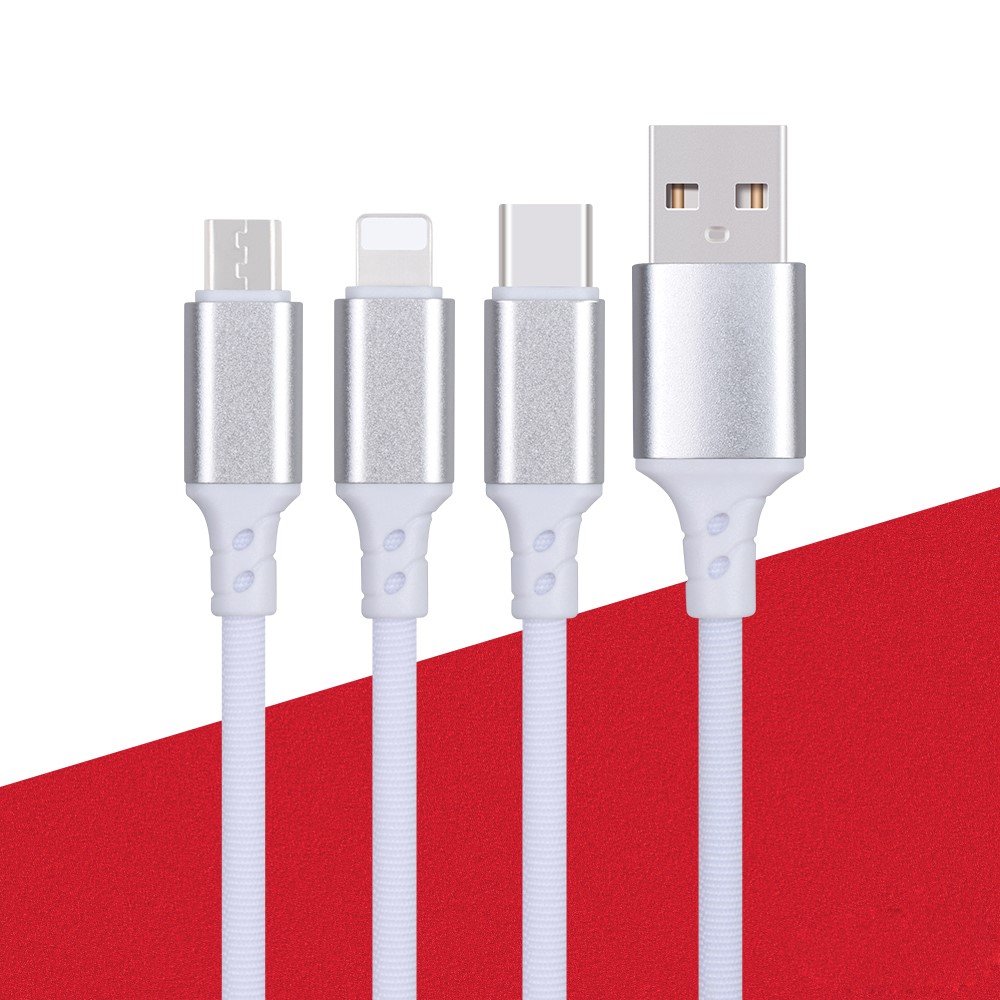 3 in 1 Metal core charging USB TPE colorful cable