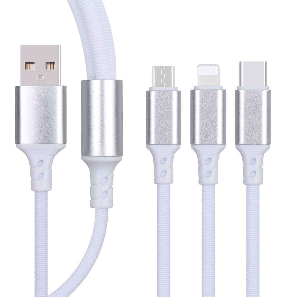 3 in 1 Metal core charging USB TPE colorful cable