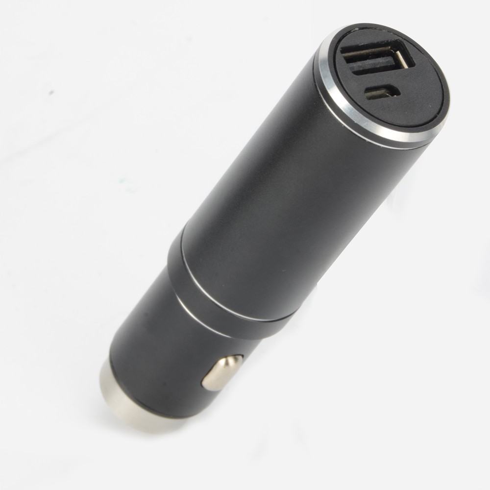 3 in 1 Metal Car Charger and Power Bank 2000mAh