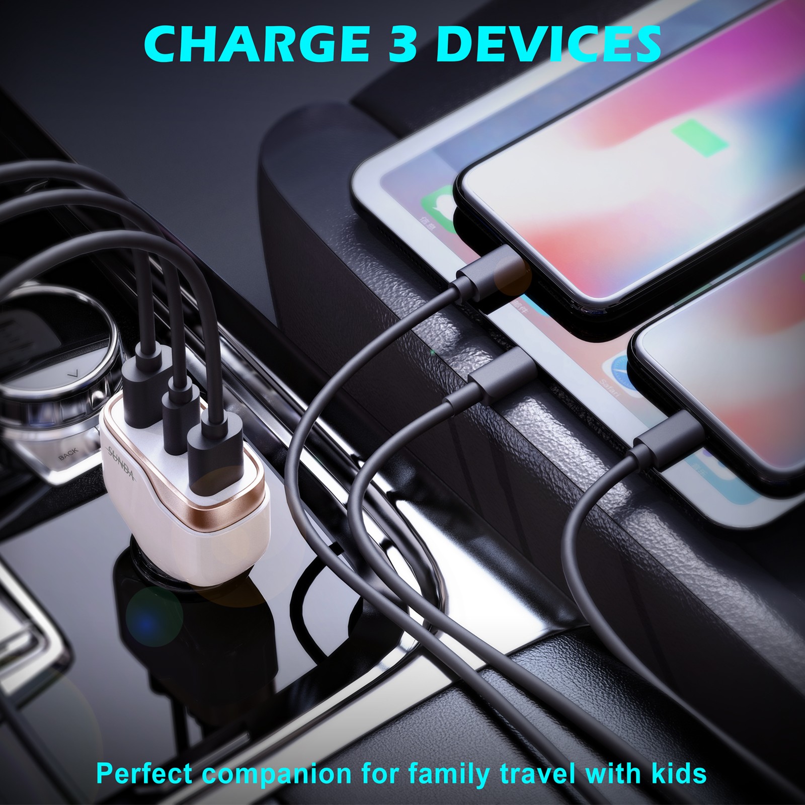 PD20W/QC18W + QC18W Three Ports In Car Phone Charger