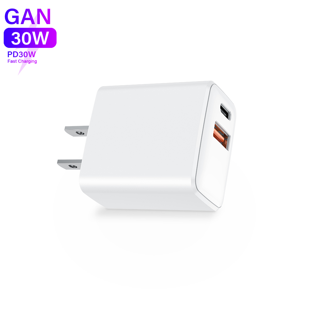 USB-C Wall Charger, 30W Durable Dual Port QC+PD 3.0 Power Adapter, Double Fast Plug Charging Block for iPhone 14/14 Pro/13/15/15 Pro/Pro Max/Plus, XS/XR/X, Watch Series 8/7 Cube(White)