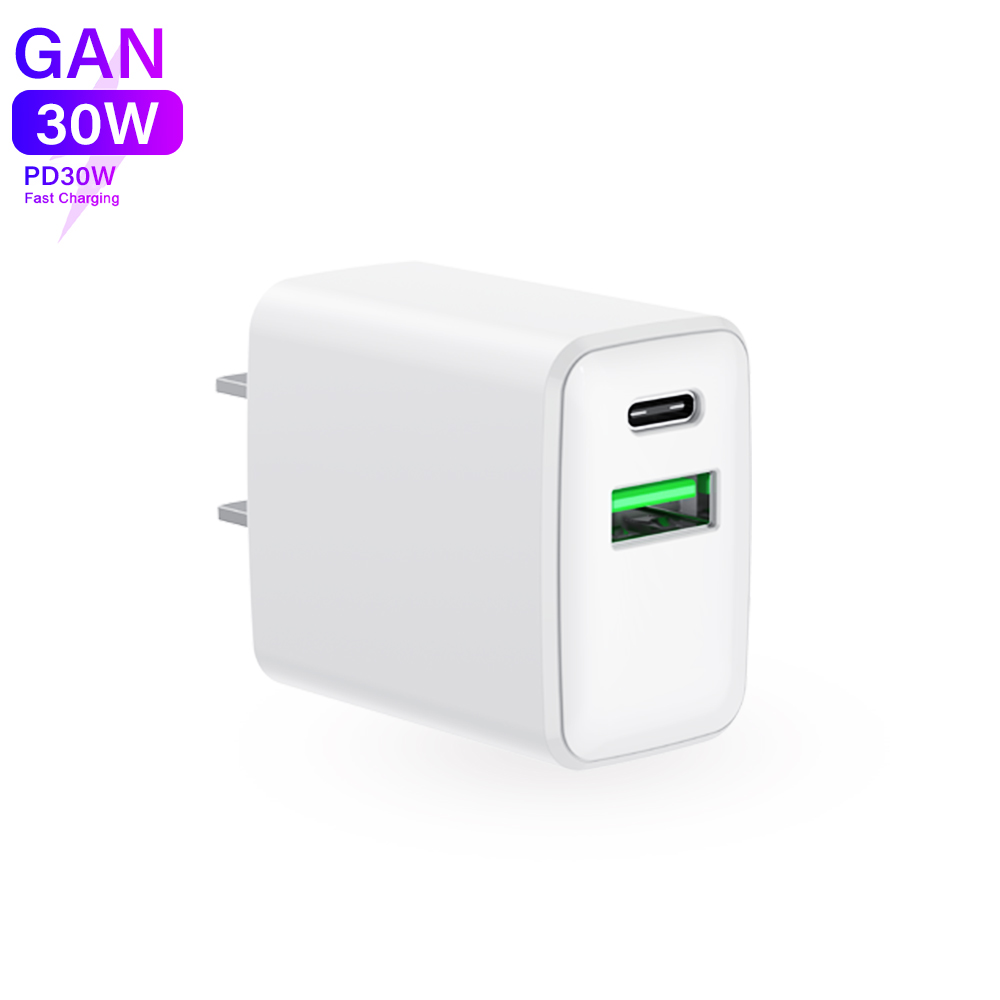 USB-C Wall Charger, 30W Durable Dual Port QC+PD 3.0 Power Adapter, Double Fast Plug Charging Block for iPhone 14/14 Pro/13/15/15 Pro/Pro Max/Plus, XS/XR/X, Watch Series 8/7 Cube(White)