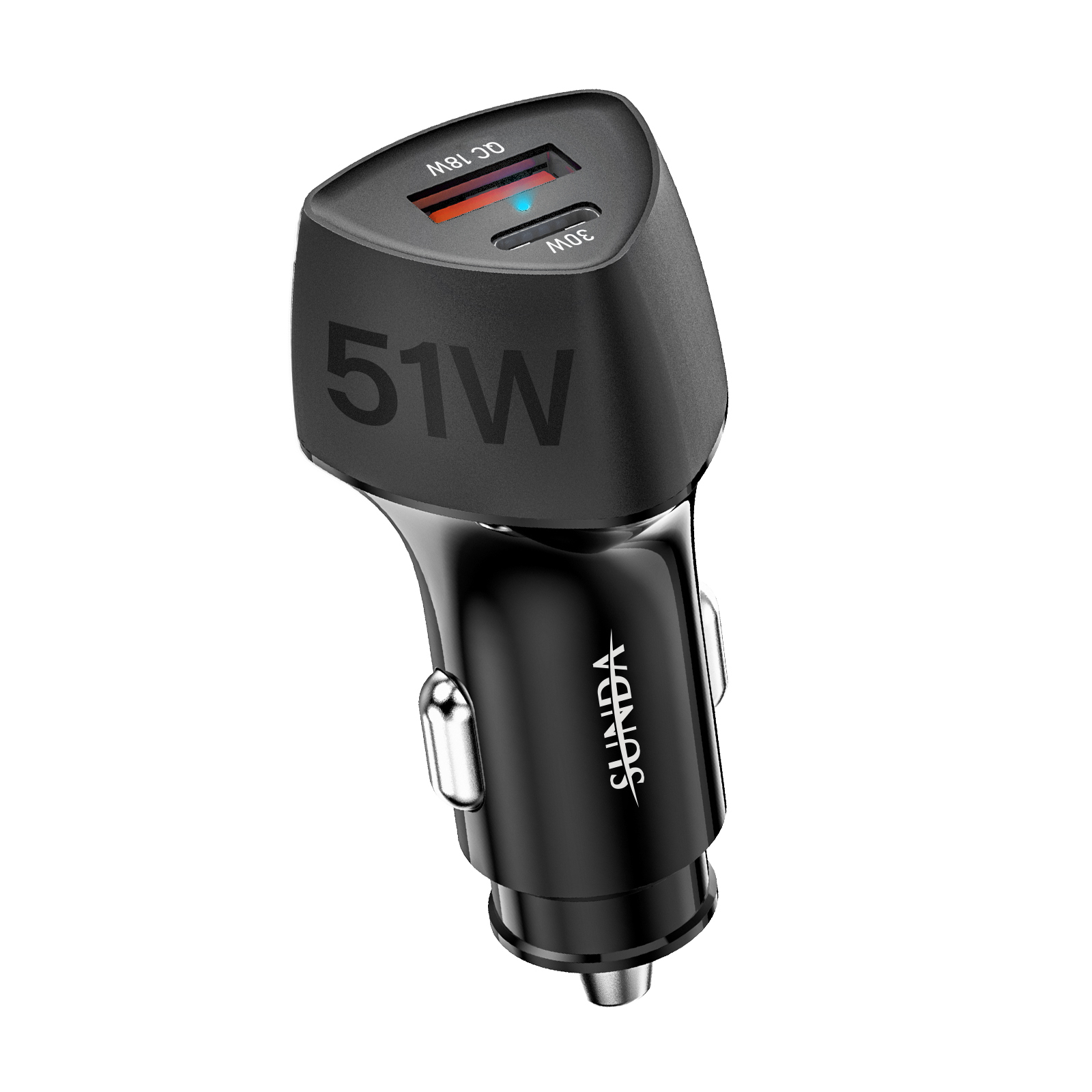 SUNDA USB C Fast Car Charger 51W Dual Ports PD/PPS&QC3.0, Cell Phone Automobile Chargers, for Ap