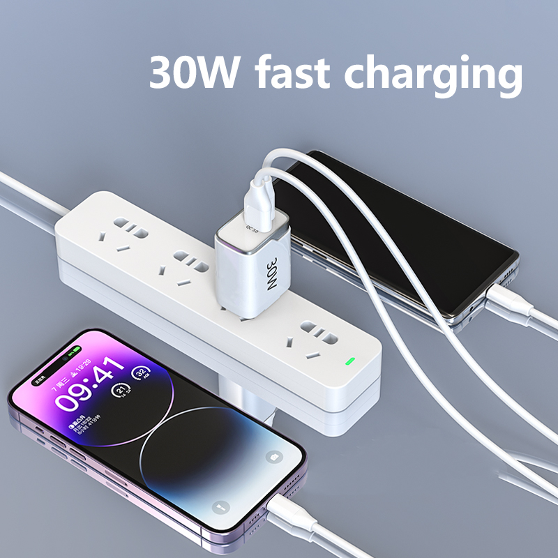 USB-C Wall Charger,30W Durable Dual Port QC+PD 3.0 Power Adapter, Double Fast Plug Charging Block for iPhone 14/14 Pro/13/15/15 Pro/Pro Max/Plus, XS/XR/X, Watch Series 8/7 Cube(White)