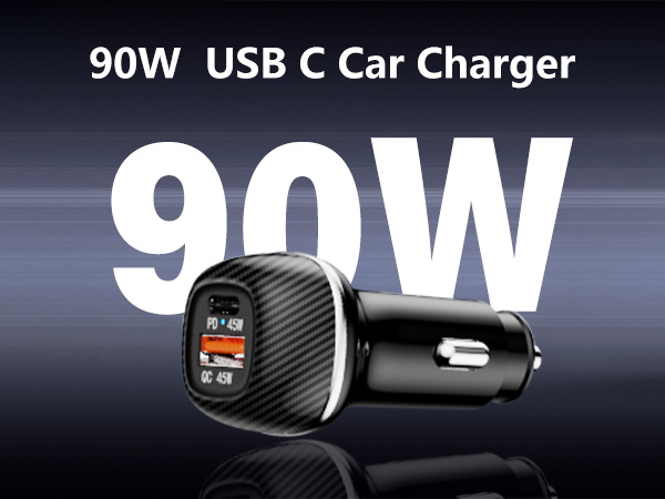 SUNDAREE USB C Car Charger, 90W Fast Car Charger Adapter+5ft Type C Cable for Samsung Galaxy, iPhone and More