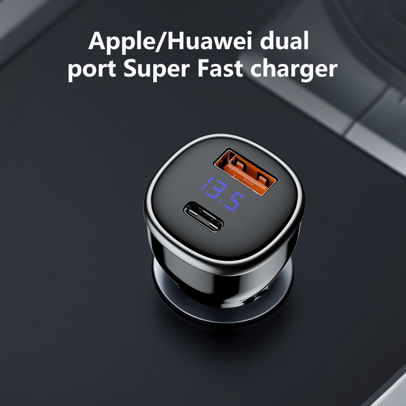 SUNDA 51W USB C Fast Car Charger,2-Ports Car Charger Adapter,  Compatible with iPhone,Galaxy/Samsung, Android