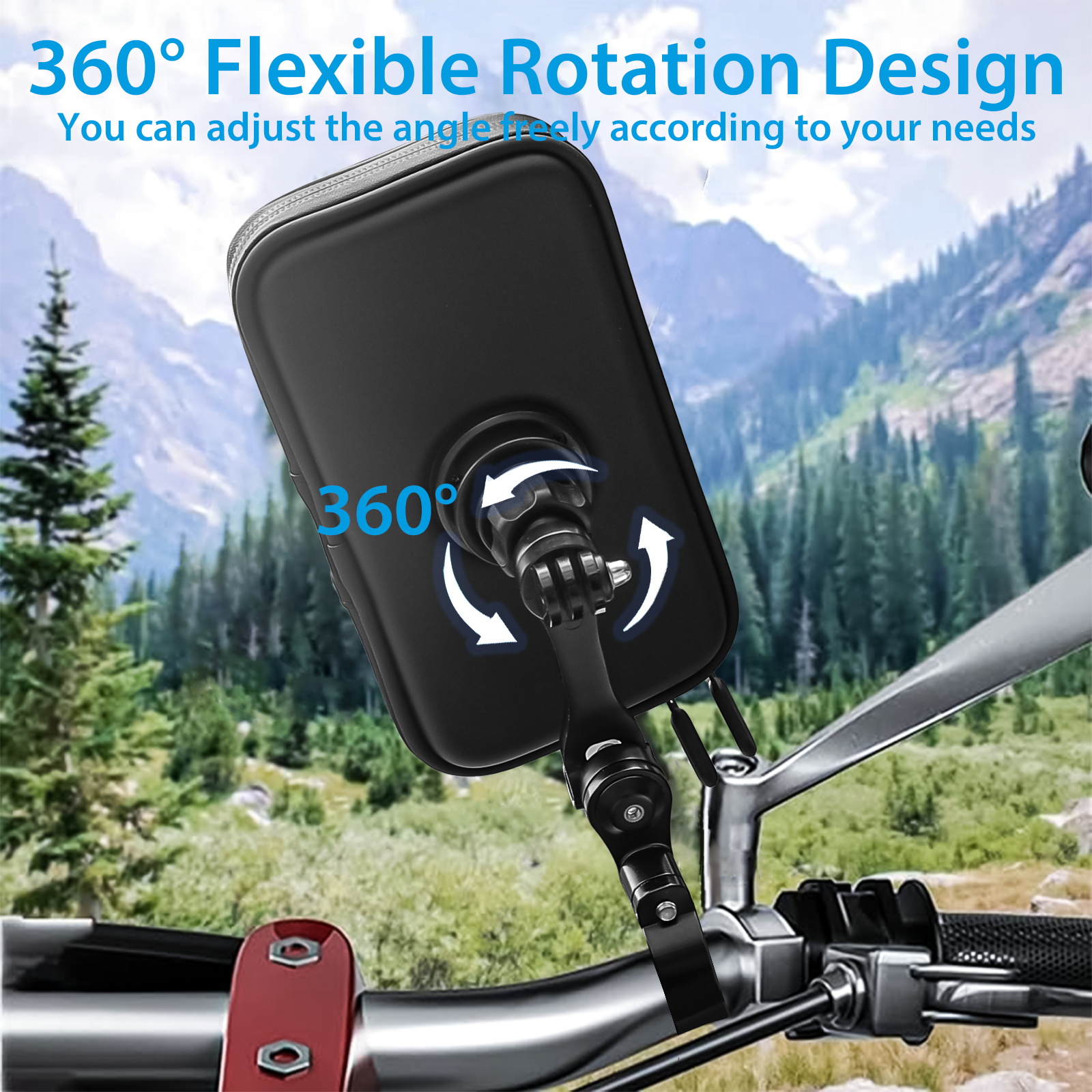 SUNDAREE Motorcycle Phone Waterproof Bag with Aluminum Handlebar MountingClip, 360° Rotating Phone Holder Mountable GOPRO, Motorcycle phone Bag for iphoneand More 4.7" to 6.8"$martphones