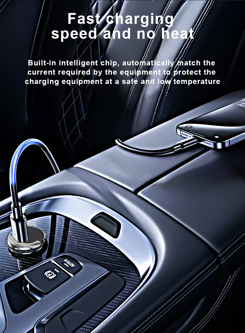 36W Mini Transparent Car Charger Adapter Small Size Car Charger PD Fast Charging Dual USB Turbo Charger Adapter for Mobile Phone