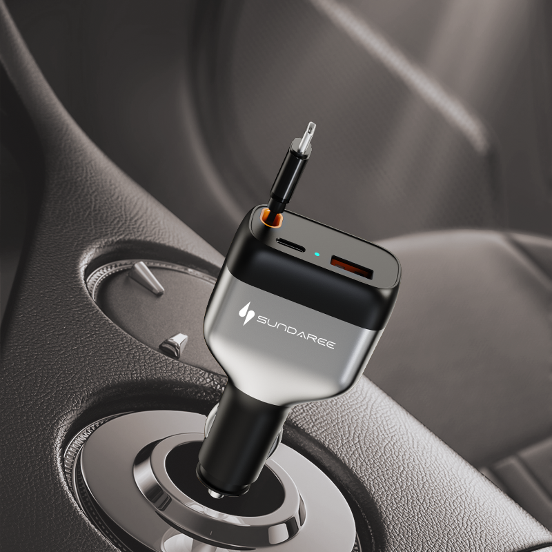 3 in 1 81/84W New Car Charger PD30W/45W Fast Charging Charger Retractable Car Charger Wholesale Customization