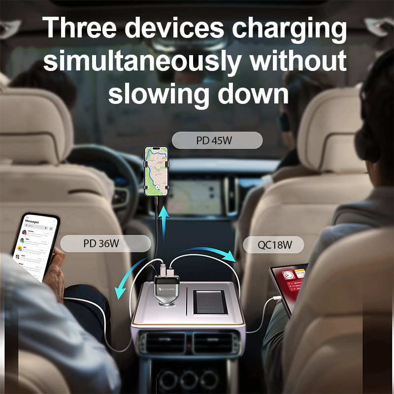 3 in 1 81/84W New Car Charger PD30W/45W Fast Charging Charger Retractable Car Charger Wholesale Customization