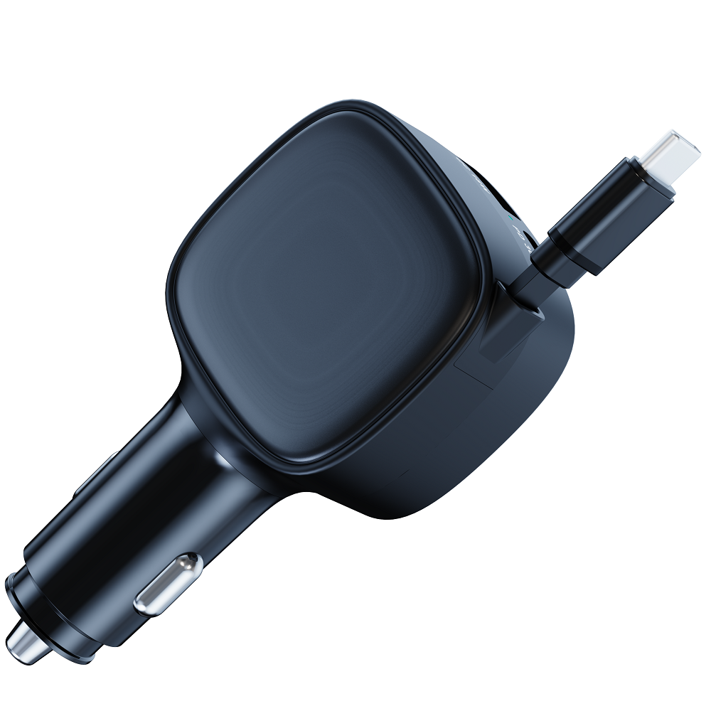 3 in 1 84W New Automatic Telescopic Line Car Charger PD Fast Charging Charger Retractable Car Charger Wholesale Customization