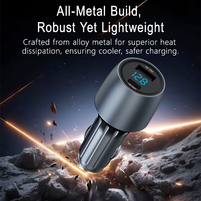 Aluminum Alloy Digital USB C Car Charger Adapter Fast Charge, 83W Metal Cigarette Lighter USB Charger for iPhone 15 Smallest Flush Car Charger USB C for iPhone 14 Pro Max 13 12 Galaxy S23/22 